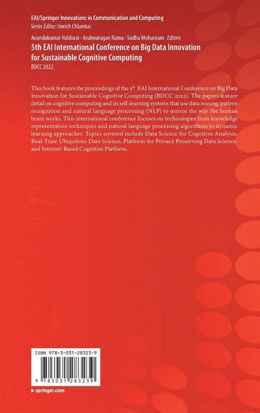Produktbild: 5th EAI International Conference on Big Data Innovation for Sustainable Cognitive Computing
