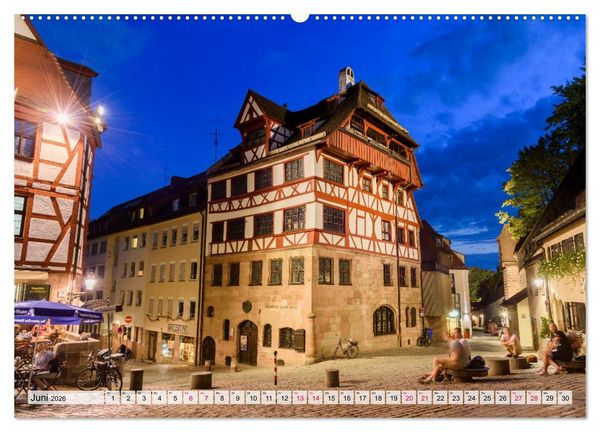 Produktbild: N&uuml;rnberg zur Blauen Stunde (Wandkalender 2026 DIN A2 quer), CALVENDO Monatskalender
