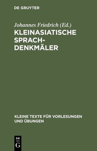 Produktbild: Kleinasiatische Sprachdenkm&auml;ler