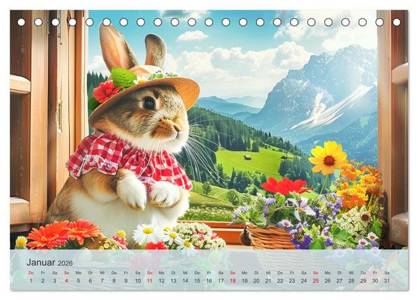 Produktbild: Fenstergucker auf der Alm. Lustige Tiere im Sommer auf dem Bergbauernhof (Tischkalender 2026 DIN A5 quer), CALVENDO Monatskalender