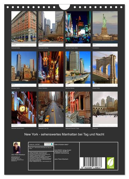 Produktbild: New York - sehenswertes Manhattan bei Tag und Nacht (Wandkalender 2027 DIN A4 hoch), CALVENDO Monatskalender