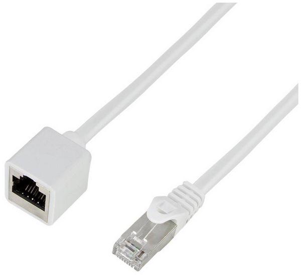LogiLink CQX031S RJ45 Patchkabel CAT 6a S/FTP 1.00 m Weiß Flammwidrig, Halogenfrei, Geflechtschirm 1 St.
