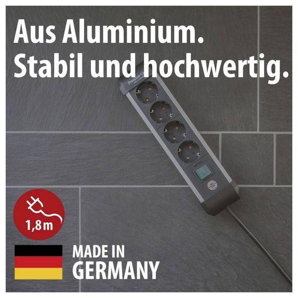 Produktbild: Brennenstuhl 1391030400 Steckdosenleiste mit Schalter Silber, Schwarz Schutzkontakt 1St.