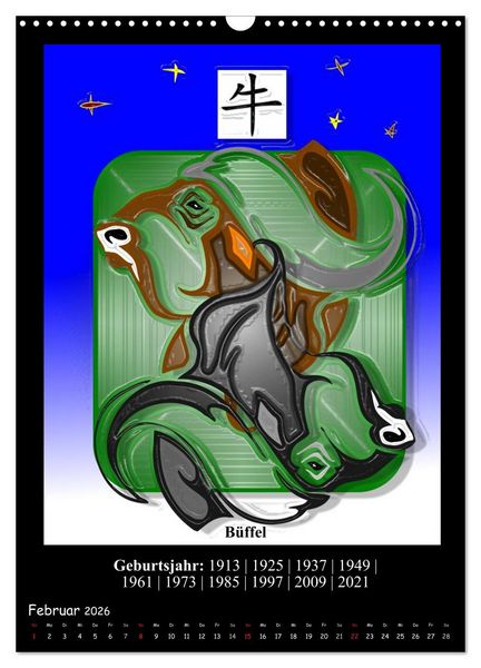Produktbild: Chinesisches Horoskop (Wandkalender 2026 DIN A3 hoch), CALVENDO Monatskalender