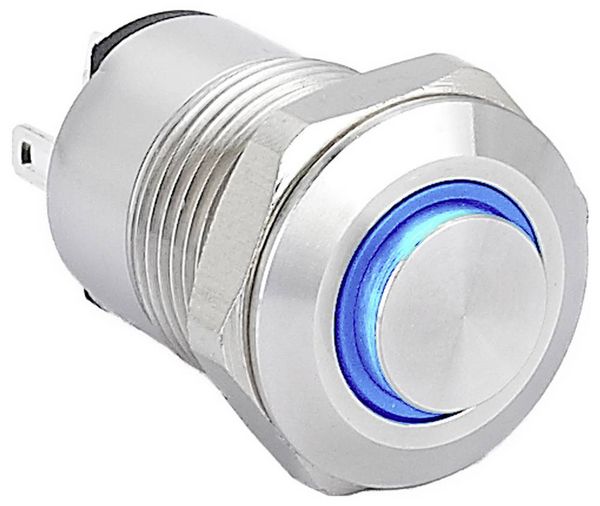 Produktbild: TRU COMPONENTS TC-14378472 Druckschalter 36 V/AC, 36 V/DC 2 A 1 x Aus/Ein rastend Blau (&Oslash; x L) 14 mm x 24 mm IP65 1 St.