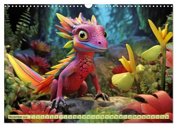 Produktbild: Farbenfrohe Fantasiedrachen (Wandkalender 2026 DIN A3 quer), CALVENDO Monatskalender