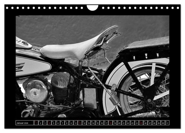 Produktbild: Harley Davidson WLA 750 in Schwarzweiss (Wandkalender 2026 DIN A4 quer), CALVENDO Monatskalender