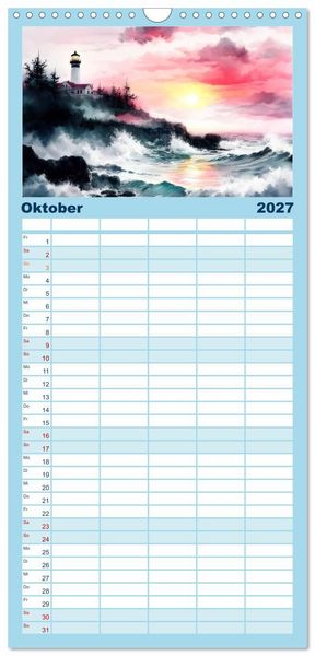 Produktbild: Familienplaner 2027 - Wellenw&auml;chter mit 5 Spalten (Wandkalender, 21 x 45 cm) CALVENDO