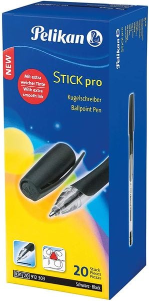Produktbild: Pelikan Kugelschreiber Stick pro, 1 Box mit 20 St&uuml;ck in Schwarz