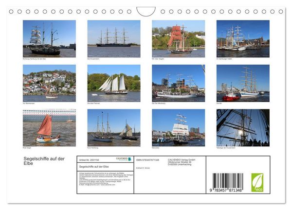 Produktbild: Segelschiffe auf der Elbe (Wandkalender 2026 DIN A4 quer), CALVENDO Monatskalender