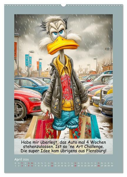 Produktbild: Echte Fieslinge. Gefiederklan im &Uuml;berlebensmodus (Wandkalender 2026 DIN A2 hoch), CALVENDO Monatskalender