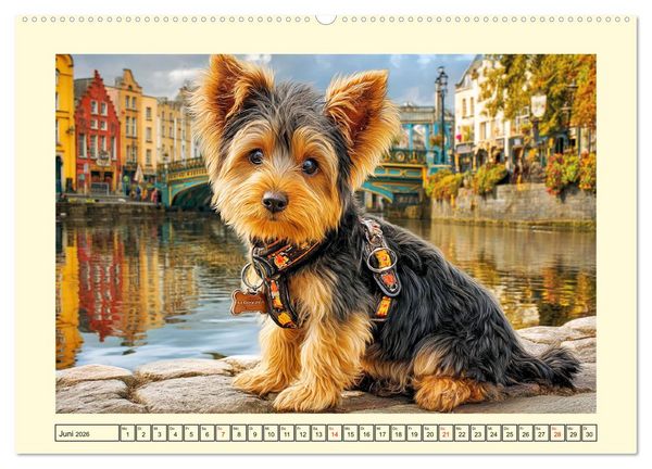 Produktbild: Yorkshire Terrier. Entz&uuml;ckende Minis mit Charme und Witz (hochwertiger Premium Wandkalender 2026 DIN A2 quer), Kunstdruck in Hochglanz