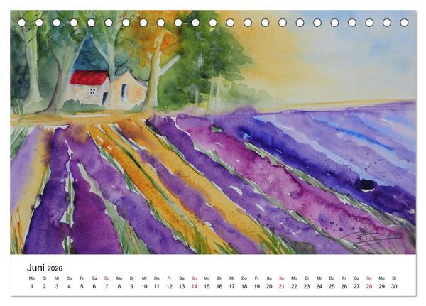 Produktbild: Landschafts-Aquarelle 2026 Roswita Ilona Baumann (Tischkalender 2026 DIN A5 quer), CALVENDO Monatskalender