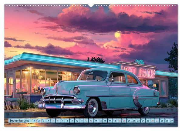 Produktbild: Amerikas rollende Legenden &ndash; Retro-Design trifft Nostalgie (hochwertiger Premium Wandkalender 2026 DIN A2 quer), Kunstdruck in Hochglanz