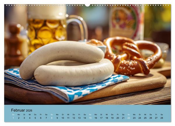 Produktbild: Bayrische Wei&szlig;wurst - Traditioneller K&uuml;chenkalender f&uuml;r Genie&szlig;er (Wandkalender 2026 DIN A2 quer), CALVENDO Monatskalender