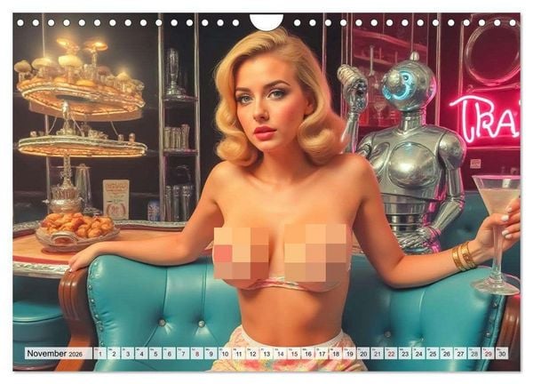 Produktbild: Atomic Beauties &ndash; The Retro Future Calendar (Wandkalender 2026 DIN A4 quer), CALVENDO Monatskalender