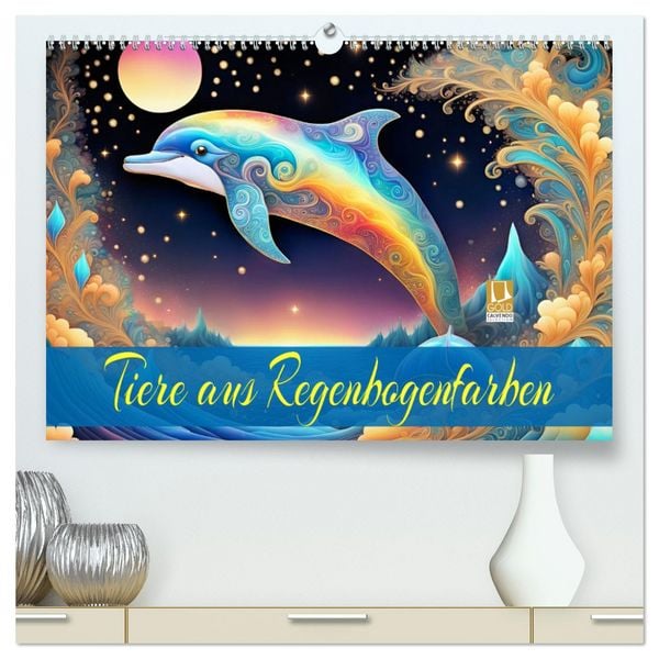 Produktbild: Tiere aus Regenbogenfarben (hochwertiger Premium Wandkalender 2026 DIN A2 quer), Kunstdruck in Hochglanz