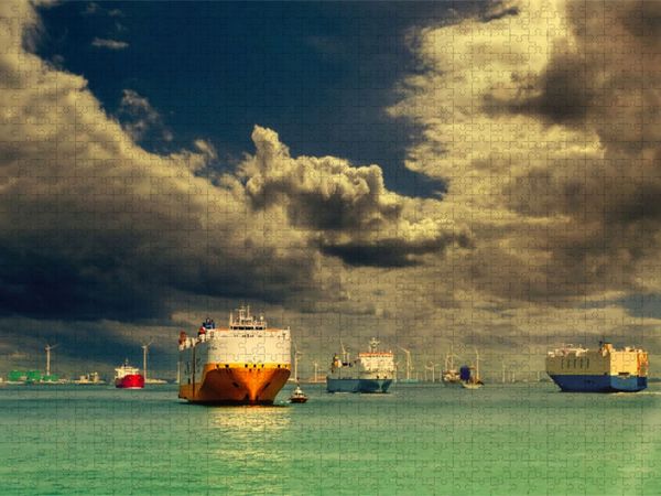 Produktbild: CALVENDO Puzzle Containerschiffe in der Schelde | 2000 Teile Lege-Gr&ouml;&szlig;e 90x67cm Foto-Puzzle f&uuml;r gl&uuml;ckliche Stunden