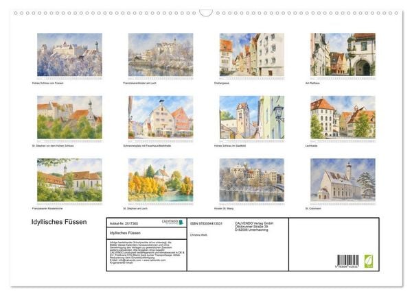 Produktbild: Idyllisches F&uuml;ssen (Wandkalender 2027 DIN A2 quer), CALVENDO Monatskalender