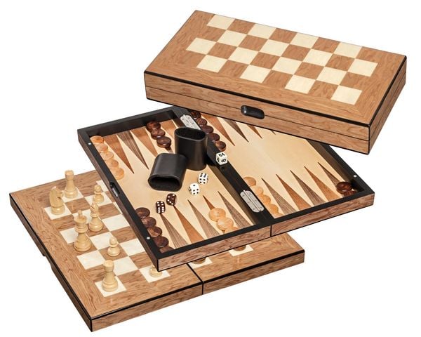 Produktbild: Schach Backgammon Dame Set, Feld 40 mm, Magnetverschluss