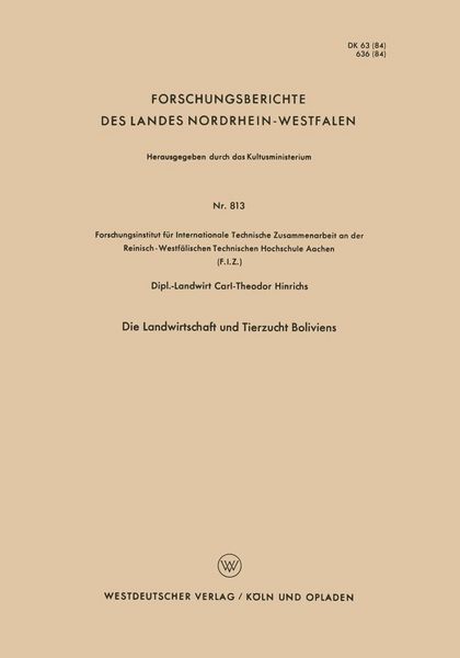 Produktbild: Die Landwirtschaft und Tierzucht Boliviens
