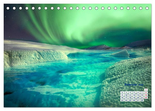 Produktbild: Faszinierende Lichterscheinungen am Himmel - Polarlichter (Tischkalender 2026 DIN A5 quer), CALVENDO Monatskalender