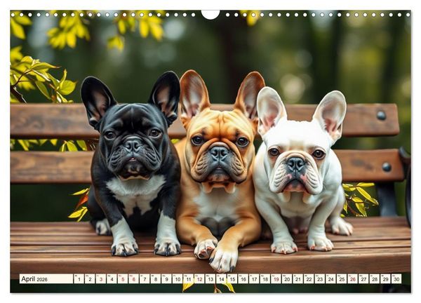Produktbild: Frenchies in Spiellaune (Wandkalender 2026 DIN A3 quer), CALVENDO Monatskalender