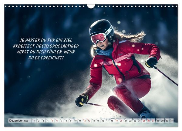 Produktbild: Motivation und Ski (Wandkalender 2026 DIN A3 quer), CALVENDO Monatskalender