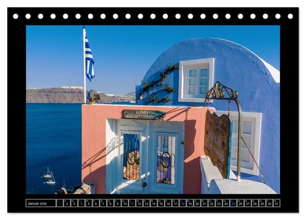 Produktbild: Kalimera Thira - Santorini, die sch&ouml;nste der Kykladen stellt sich vor (Tischkalender 2026 DIN A5 quer), CALVENDO Monatskalender