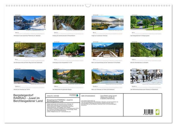 Produktbild: Bergsteigerdorf RAMSAU - Juwel im Berchtesgadener Land (Wandkalender 2027 DIN A2 quer), CALVENDO Monatskalender