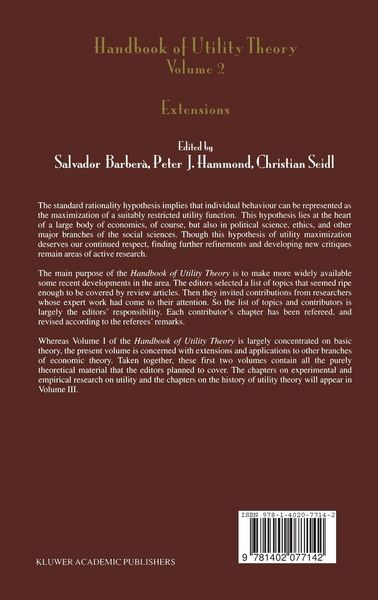 Produktbild: Handbook of Utility Theory