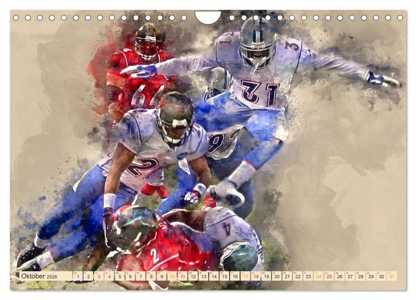 Produktbild: American Football - einfach cool (Wandkalender 2026 DIN A4 quer), CALVENDO Monatskalender
