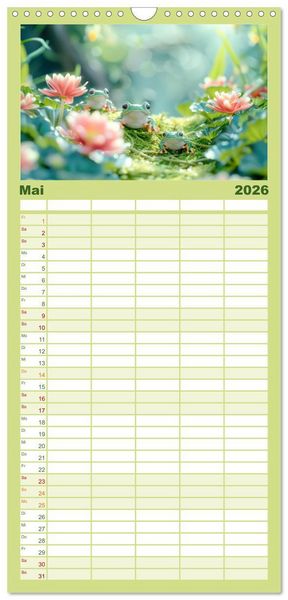 Produktbild: Familienplaner 2026 - Eine Welt entz&uuml;ckend kleiner Tierchen mit 5 Spalten (Wandkalender, 21 x 45 cm) CALVENDO
