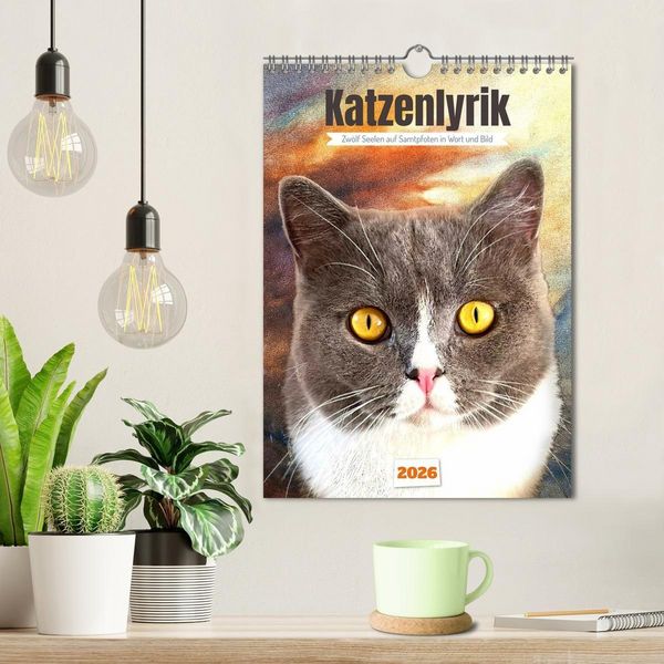 Produktbild: Katzenlyrik - Zw&ouml;lf Seelen auf Samtpfoten in Wort und Bild (Wandkalender 2026 DIN A4 hoch), CALVENDO Monatskalender