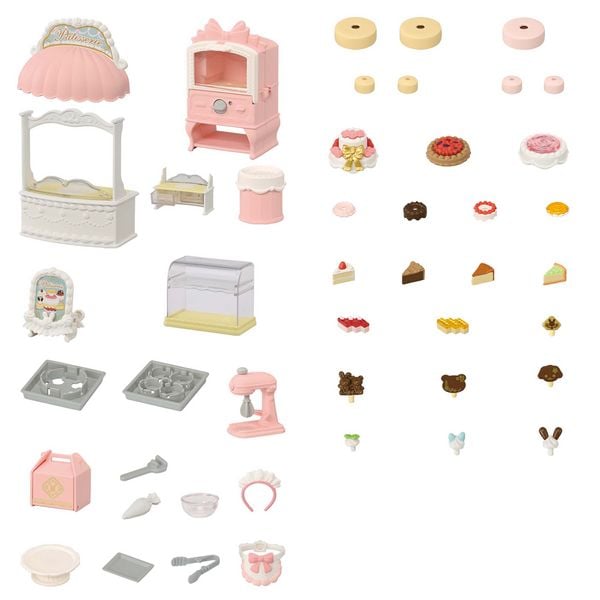 Produktbild: Sylvanian Families 5807 - Village Cake Shop Starter Set, Dorfkonditorei Set f&uuml;r Starter Haus, Spielset