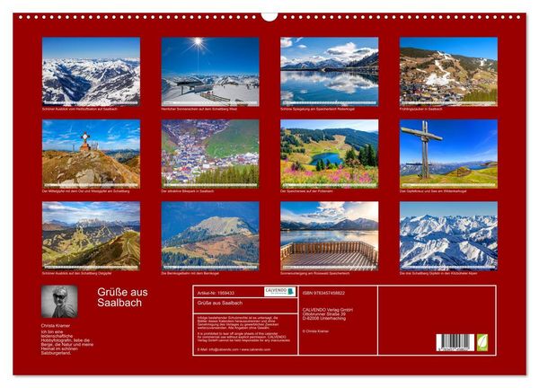 Produktbild: Gr&uuml;&szlig;e aus Saalbach (Wandkalender 2026 DIN A2 quer), CALVENDO Monatskalender