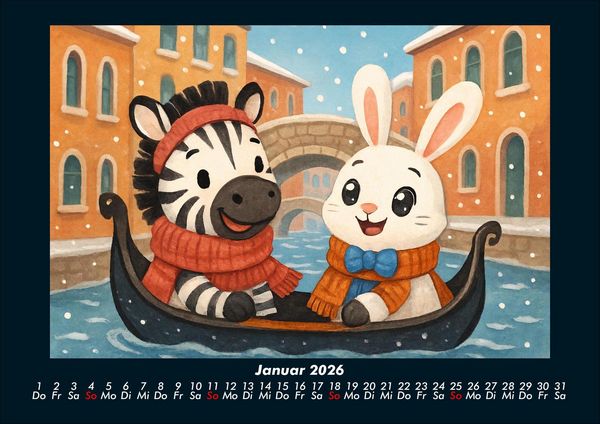 Produktbild: Zara & Bouncy in Italien 2026 Fotokalender DIN A4
