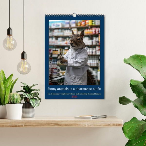Produktbild: Funny animals in a pharmacist outfit (Wall Calendar 2026 DIN A3 portrait), CALVENDO 12 Month Wall Calendar
