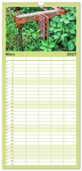 Produktbild: Familienplaner 2027 - Landmaschinen im Dornr&ouml;schenschlaf mit 5 Spalten (Wandkalender, 21 x 45 cm) CALVENDO