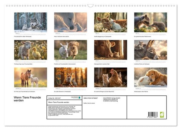 Produktbild: Wenn Tiere Freunde werden (Wandkalender 2027 DIN A2 quer), CALVENDO Monatskalender