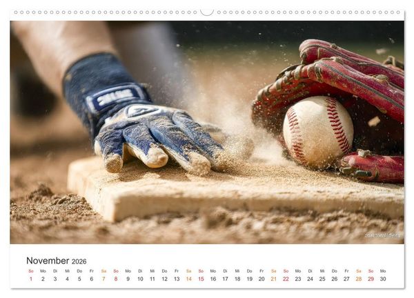 Produktbild: Power Baseball (hochwertiger Premium Wandkalender 2026 DIN A2 quer), Kunstdruck in Hochglanz