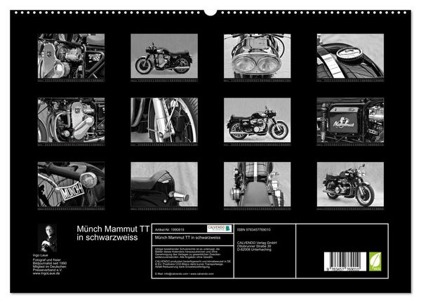 Produktbild: M&uuml;nch Mammut TT in schwarzweiss (hochwertiger Premium Wandkalender 2026 DIN A2 quer), Kunstdruck in Hochglanz