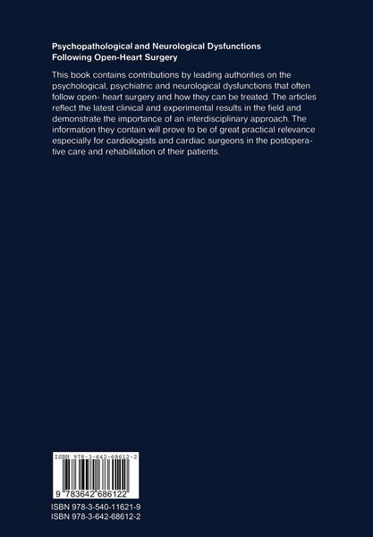 Produktbild: Psychopathological and Neurological Dysfunctions Following Open-Heart Surgery
