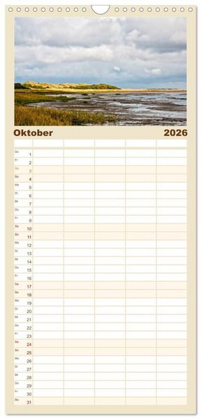 Produktbild: Familienplaner 2026 - Ameland mit 5 Spalten (Wandkalender, 21 x 45 cm) CALVENDO