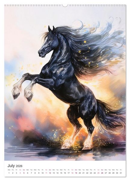 Produktbild: Fantastic horses from myths and legends (High Quality Premium Wall Calendar 2026 DIN A2 portrait),CALVENDO 12 Month Wall Calendar