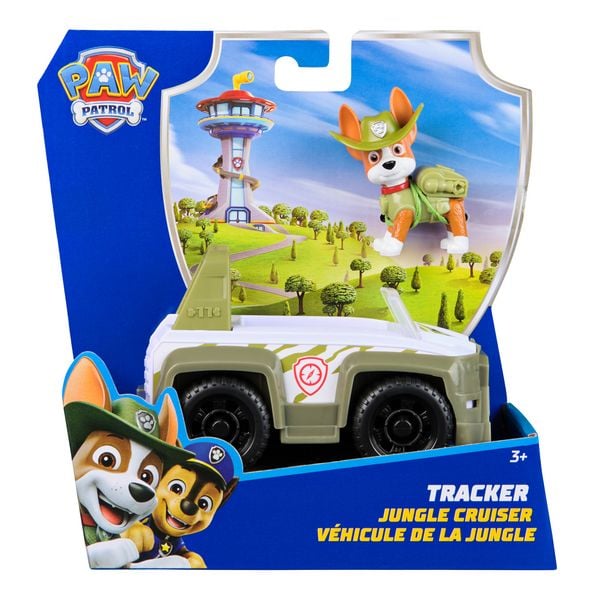 PAW Patrol, Dschungel Jeep mit Tracker Spielfigur (Sustainable Basic Vehicle/Basis Fahrzeug)