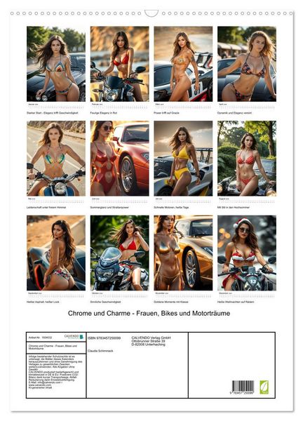 Produktbild: Chrome und Charme - Frauen, Bikes und Motortr&auml;ume (Wandkalender 2026 DIN A2 hoch), CALVENDO Monatskalender