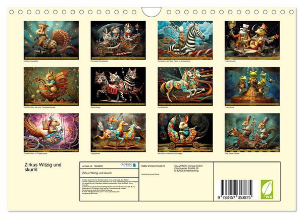 Produktbild: Zirkus Witzig und skurril (Wandkalender 2026 DIN A4 quer), CALVENDO Monatskalender