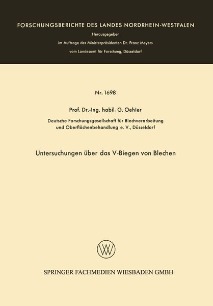 Produktbild: Untersuchungen &uuml;ber das V-Biegen von Blechen