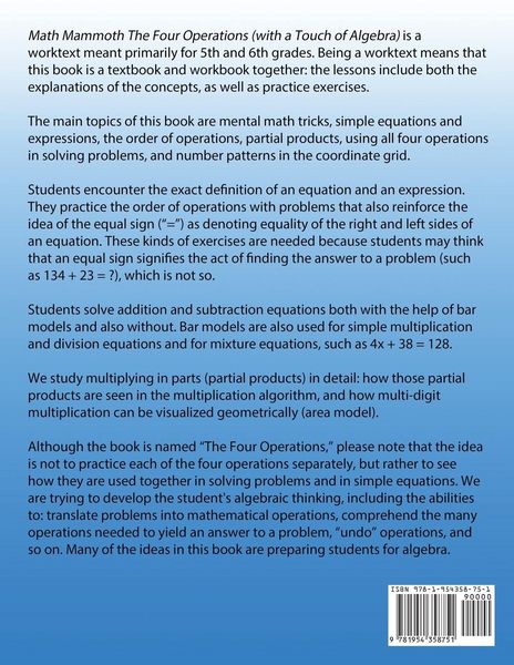 Produktbild: Math Mammoth The Four Operations (with a Touch of Algebra)